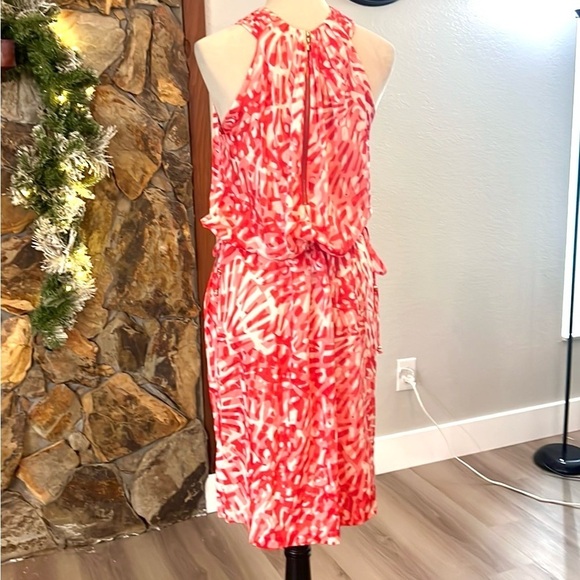 St. John,Silk Poppy,Pocketed,Side-Drawstring Dress,Yacht Wear,Luxury,EUC, Size 8 - Picture 11 of 16